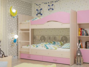 Кровать 2-х ярусная Мая с ящиками на латофлексах розовая в Аше - asha.magazinmebel.ru | фото