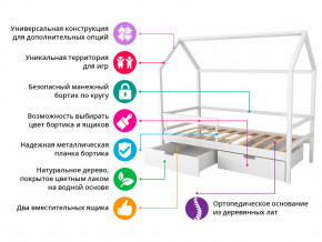 Кровать-домик Svogen с фото с ящиками и бортиком белый/лисята в Аше - asha.magazinmebel.ru | фото - изображение 2