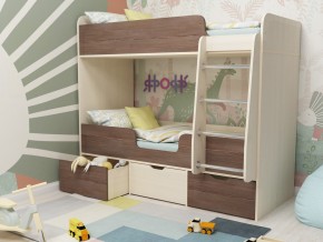 Кровать двухъярусная Малыш двойняшка дуб молочный-бодега в Аше - asha.magazinmebel.ru | фото
