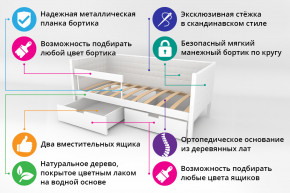 Кровать-тахта Svogen мягкая с ящиками и бортиком с фото белый/динозаврики в Аше - asha.magazinmebel.ru | фото - изображение 2